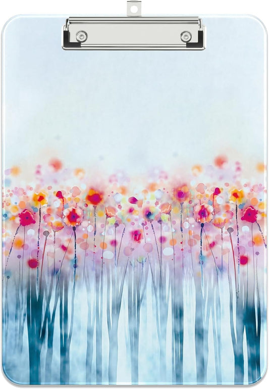 Rimilak Plastic Clipboards with Metal Clip, A4 Letter Size 9 x 12.5 in, Office Decorative for Students Women Men and Kids, Cute Custom Pattern, Watercolor Forest