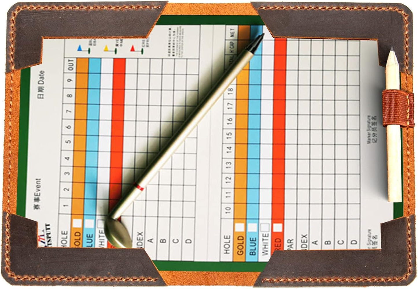 Leather Golf Scorecard Holder, Handstitched, Golf Gifts, Yardage Book Holder, Leather Gifts, Gifts For Dad, Gifts For Golfers, Personalized Customized Gifts