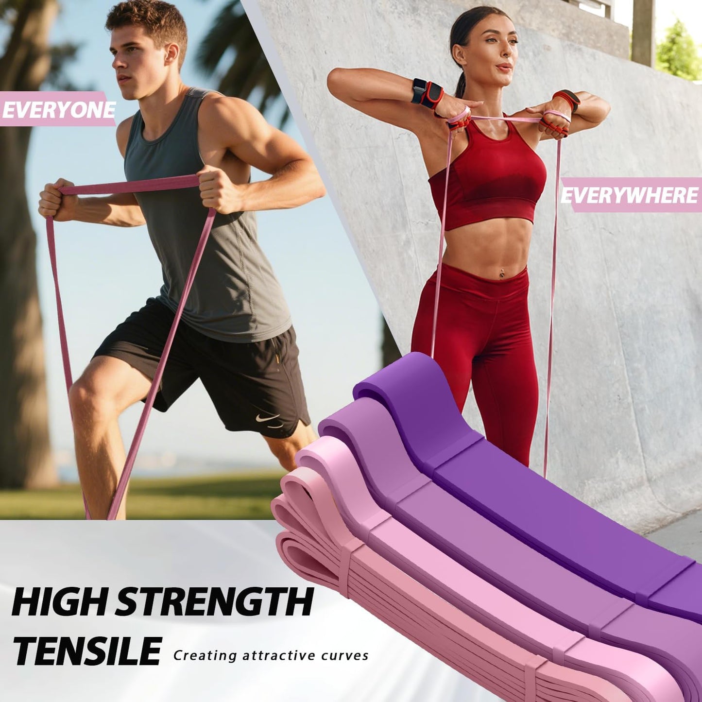 LEEKEY Resistance Bands, Exercise Bands with Handles,Pull Up Assist Bands - Band Set with Door Anchor - Bands for Working Out,Band for Men and Women Fitness Training,Home Workouts