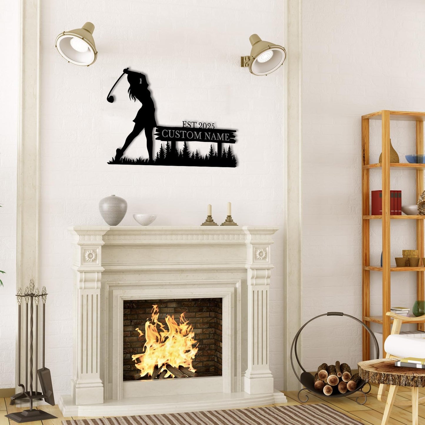 Personalized Custom Crossed Golf Metal Wall Art,Personalized Golfer Name Sign Decoration For Room,Hole Golf Club Decoration (Style-2)