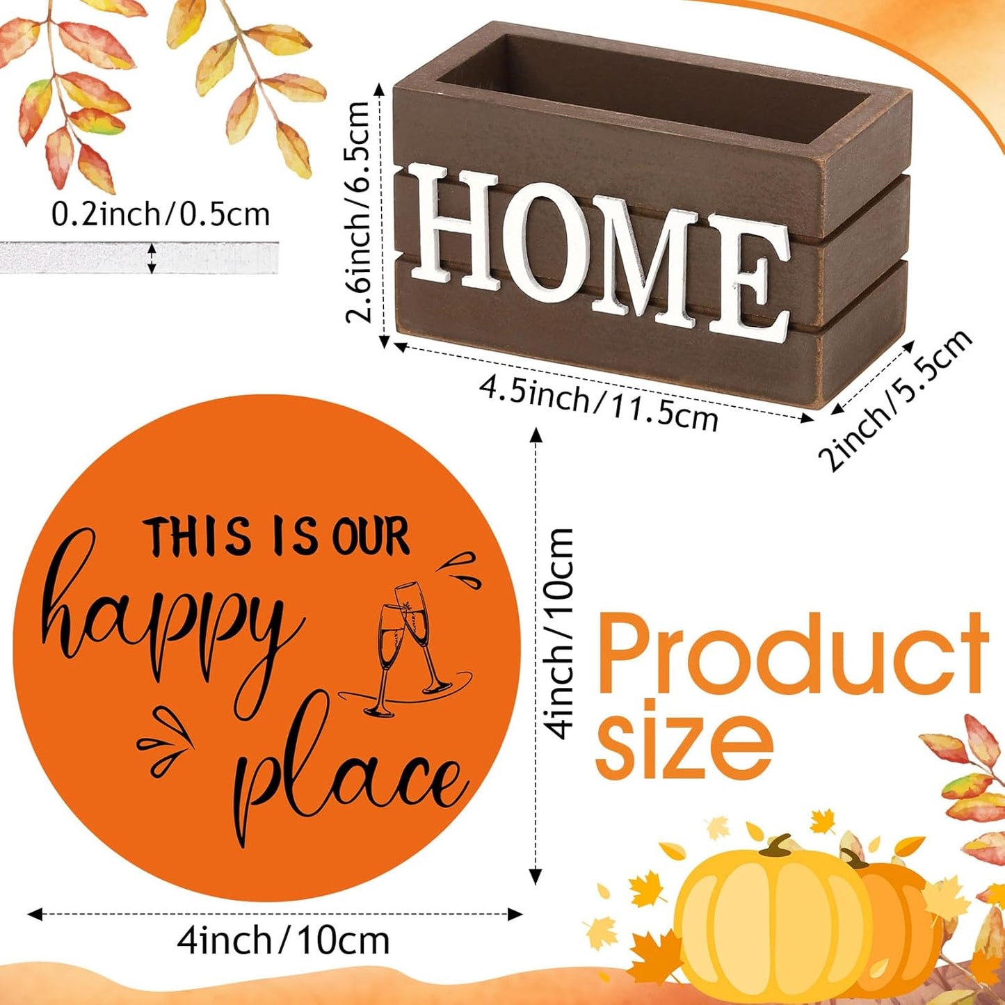 Queekay Housewarming Gifts for Home Decoration Wooden Heart Coasters for Drinks 6 Set Farmhouse Coasters with Holder Funny for Family Coffee Table Protection, 4''(Fall Color)