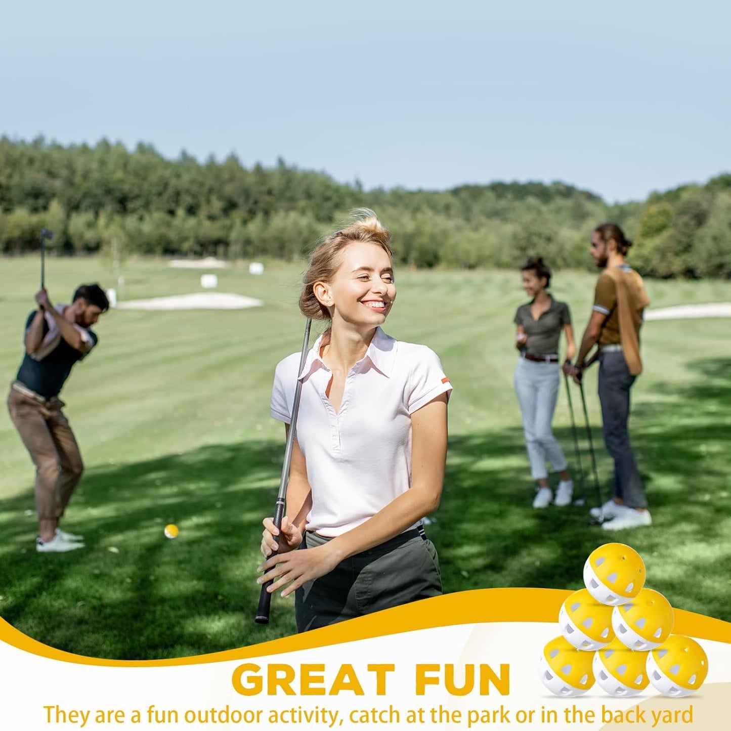 Junkin 50 Pack Practice Golf Balls Limited Flight Plastic Impact Golf Balls 1.65 Inch Hollow Soft Training Resistant EVA Foam Realistic Feel for Indoor Outdoor Swing Training