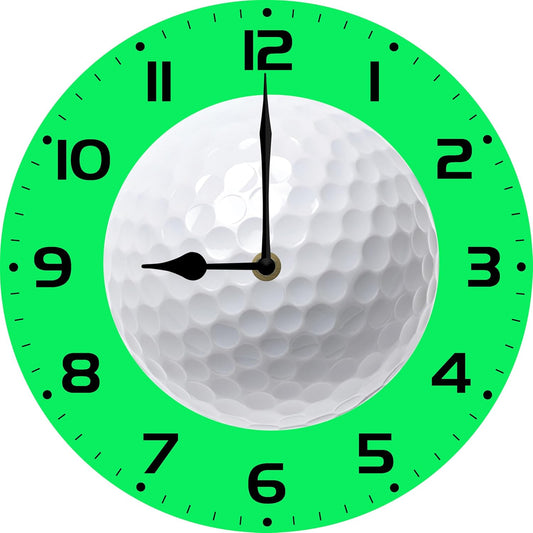 Soliyoahee Golf Clock Round Wooden Wall Clock Home Decor Silent No Tick Battery Powered for Living Room Bedroom Kitchen Bathroom 10inch