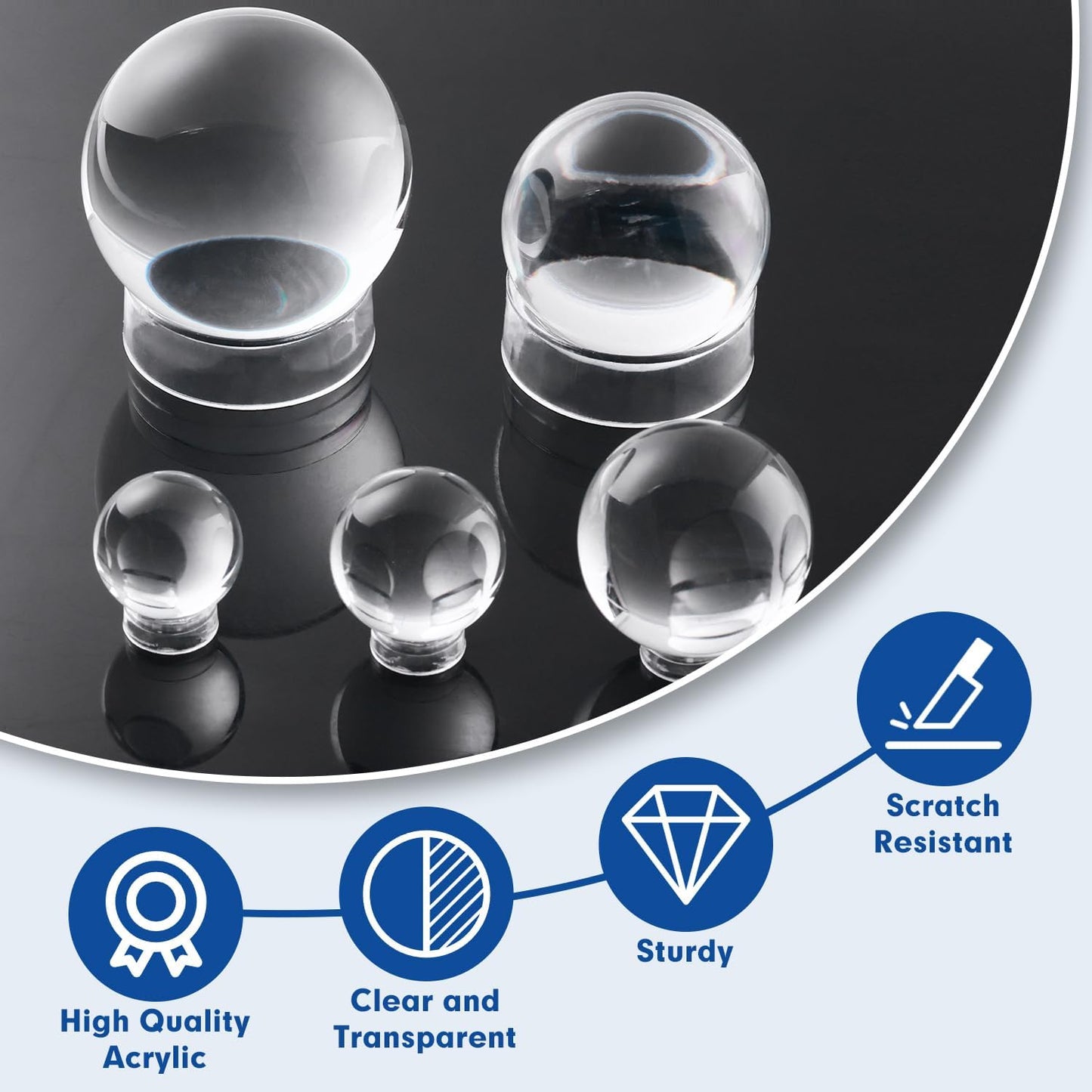 Party Zealot 30 pcs Large Acrylic Clear Baseball Stands 1-5/8" Size Display Holders for Large Round Object Soccer Softballs