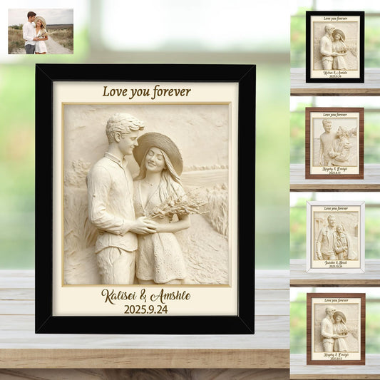 Personalized Couple Photo Frame Ornament Custom Name 2D Wood Desk Picture Frame Decor Gift for Men Women Family Couple Lover Birthday Xmas Anniversary (Style 18)