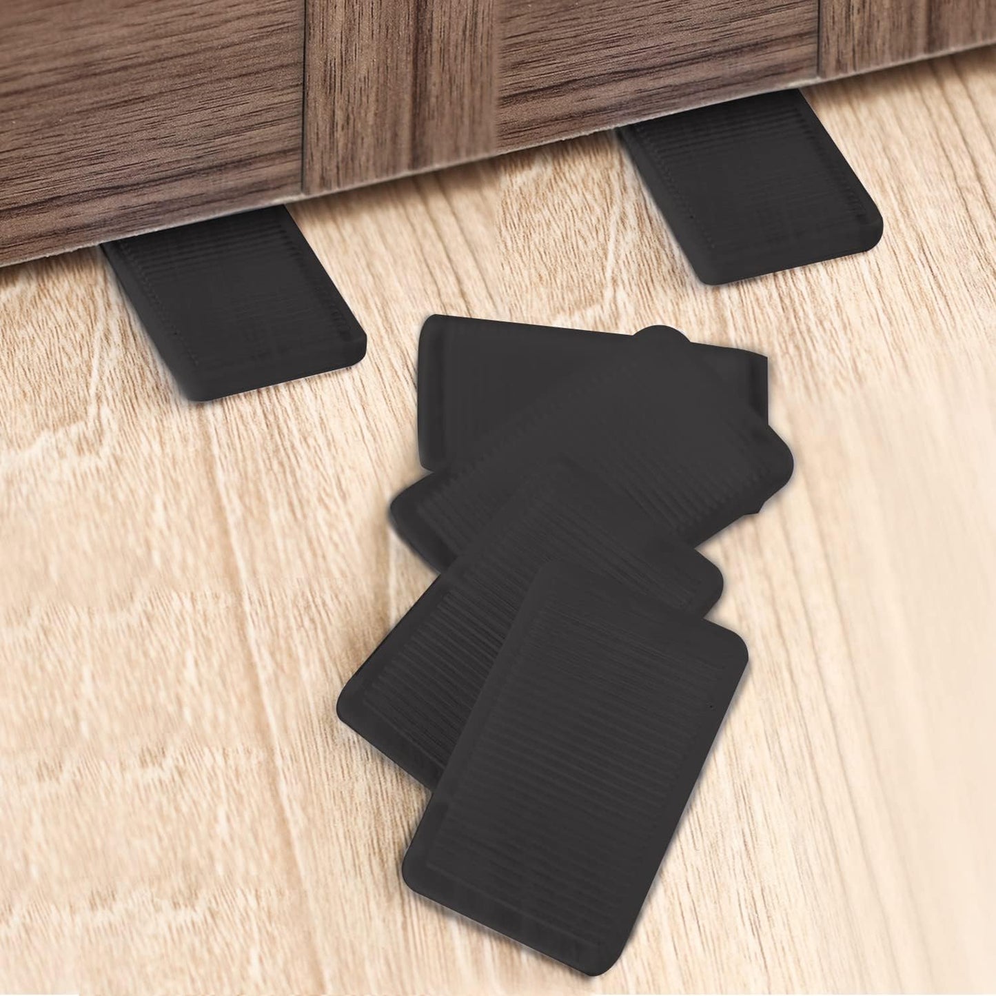 8 Pcs Black Wedges, Shims for Leveling Furniture, Plastic Hard Plastic Wedge Shim, Table Leveler Wedge, Rubber Type Texture Levelers, Perfect for Home, Uneven Door, Floor, Toilet (Mini Thin)