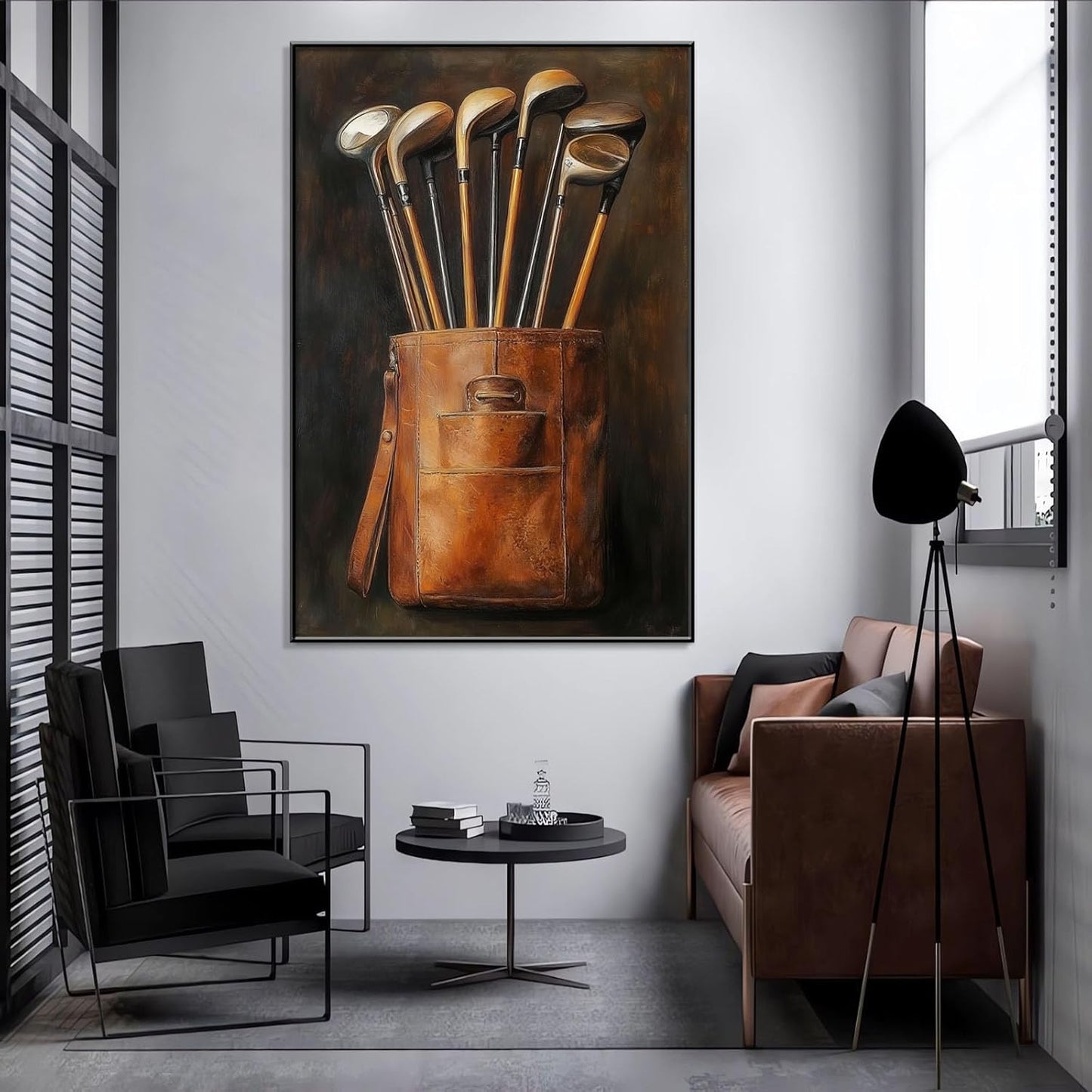 Golf Canvas Wall Art, Golf Canvas Prints, Vintage Wall Decor, Vintage Golf Clubs Living Room Wall Art, Man Cave Decor, Vintage Paintings with Frame, Golf Gift for Men (Black Framed, 20"x30"|51x76cm)