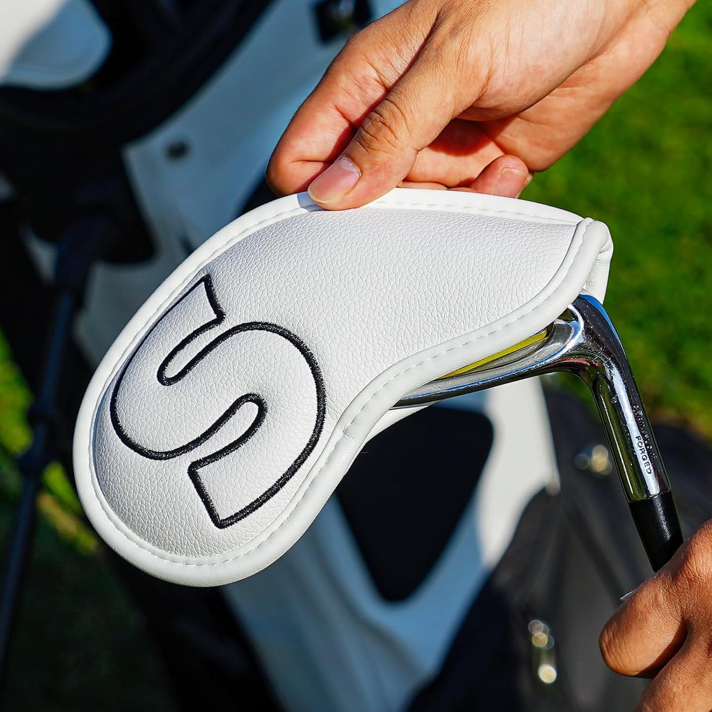 Craftsman Golf 10pcs Red No. on Both Sides Magnetic Closure Classic Black Leather Iron Headcover Covers Set Travel Cases Protector Available Custom with Name