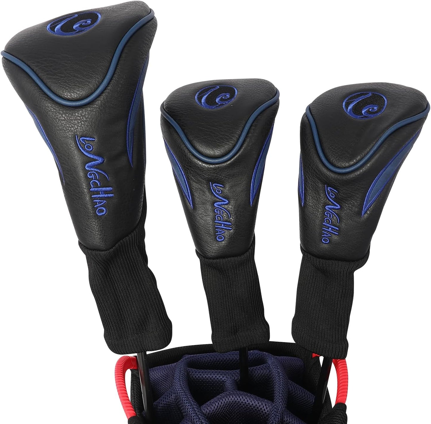 Golf Head Covers 3pcs Set, Driver Fairway Wood Headcovers, Vintage PU Headcovers for Golf Club