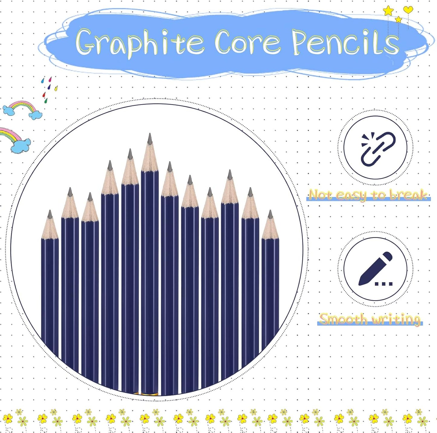 Zonon 48 Pieces Golf Pencils Mini Half Pencils with Eraser Short with Erasers Bulk Small for Kids HB Wedding Bridal School Office Writing Drawing Pocket(Navy Blue)