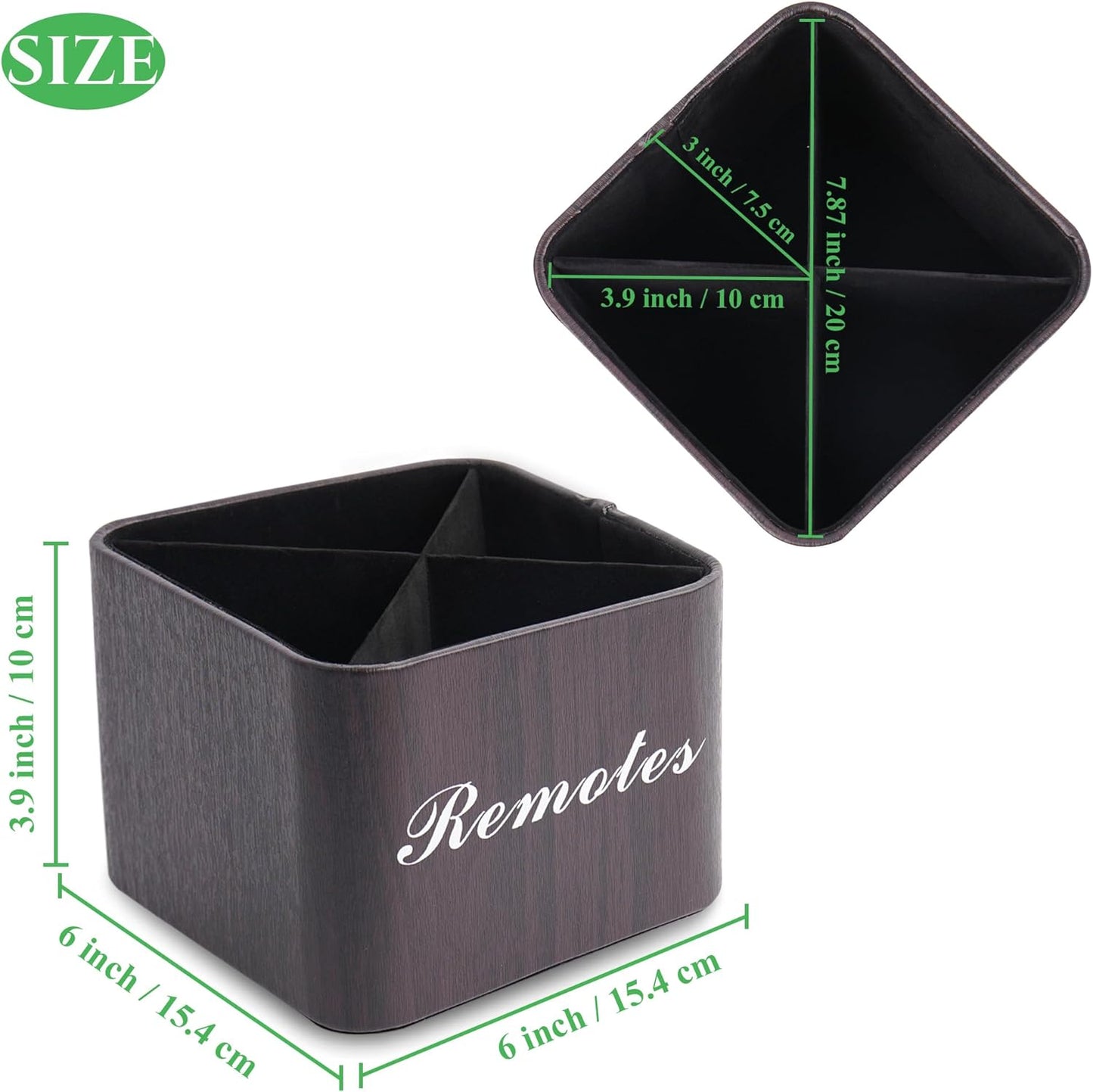 Hennaja Square Leather Art Supply Organizer,Remote Control Holder with Removable Dividers,360°Rotatable Pencil Holders,4 Compartments Organizer for Office Supplies Storage Box(1-Dark Brown)