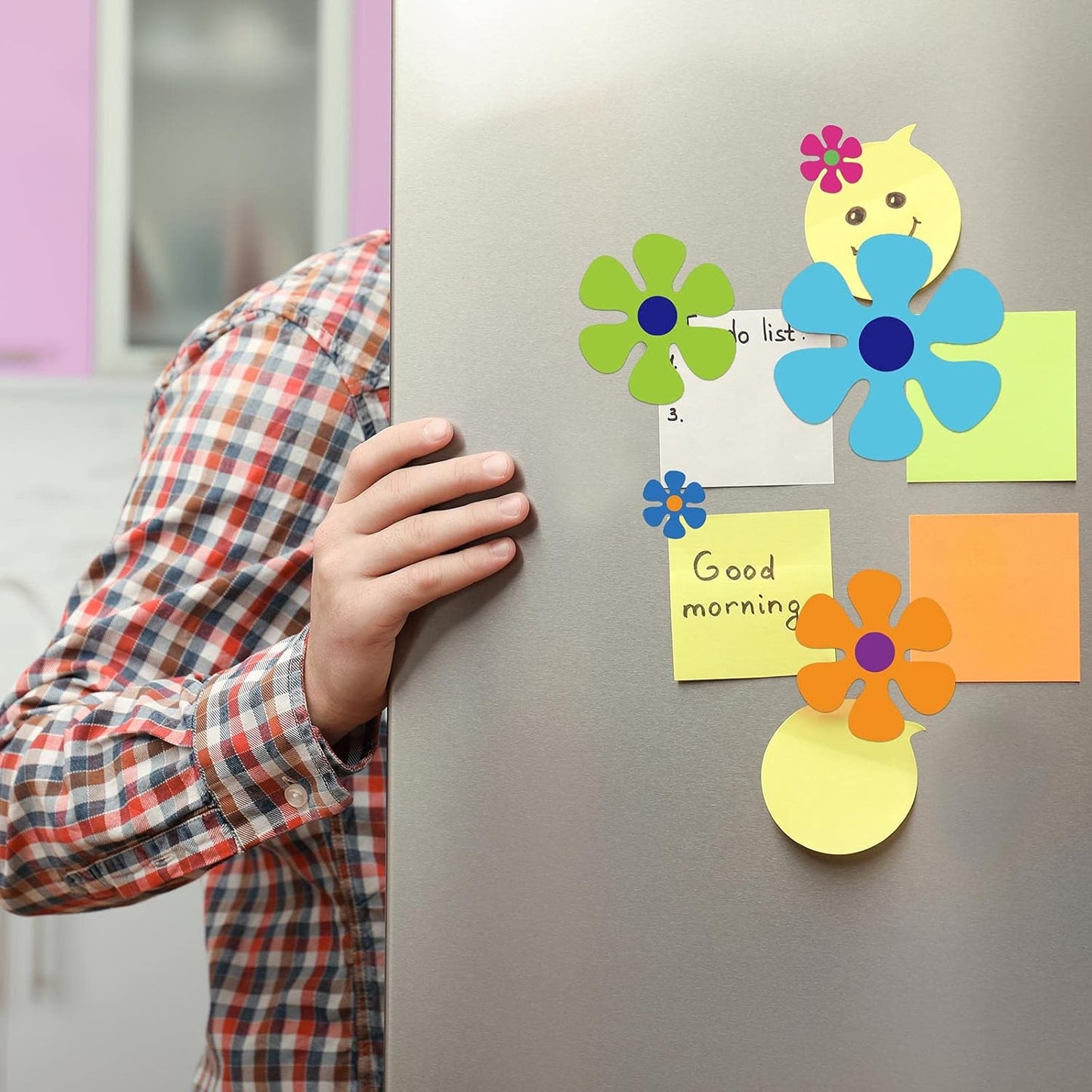 Outus Car Flower Magnet Funny Magnetic Decals Decorations Cute Fridge Magnets 60s Flower Cutout Magnet for Car Home Door Refrigerator (48 Pieces,3.9 x 3.9 Inch, 2.2 x 2.2 Inch, 5.1 x 5.1 Inch)