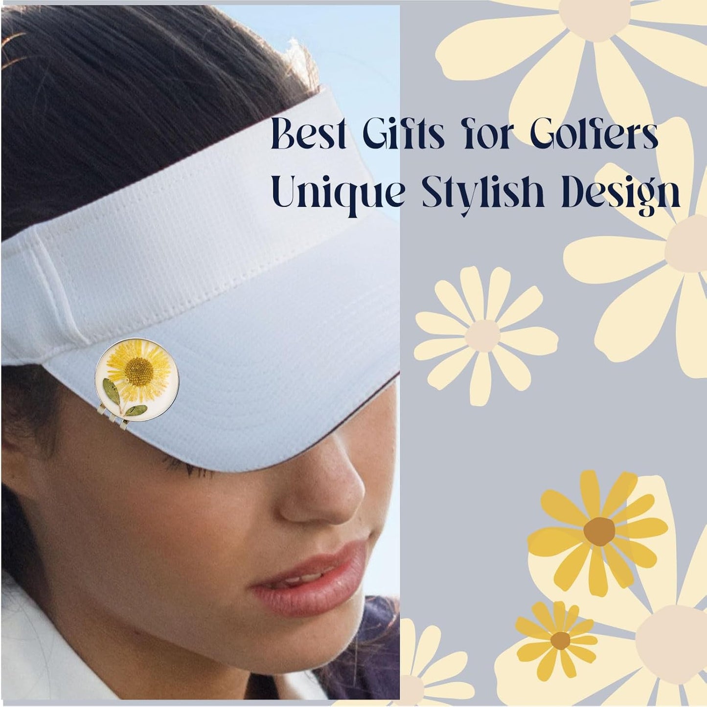 Golf Ball Marker hat Clip with Ball Marker, Handmade Pressed Flower Golf Marker, Golf Gifts, Golf Accessories for Women