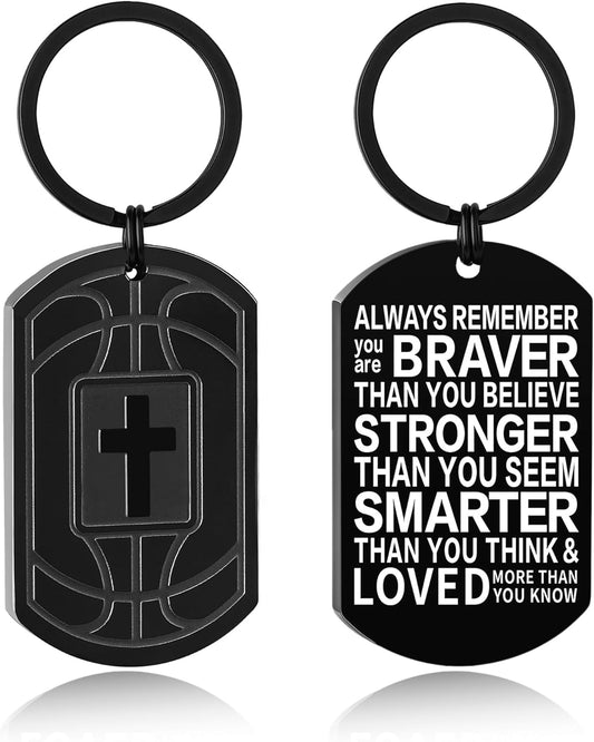 Football/Baseball/Soccer/Basketball Keychain for Men First Communion Baptism Confirmation Mens Gifts