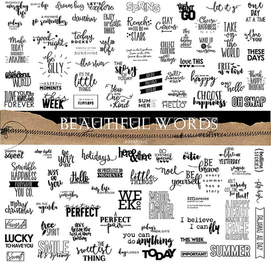 Doraking 90PCS Vintage Nice Words Sentences Sweet Happiness Stickers for Decoration Laptop Scrapbook Windows - Doraking No-Repeat Vintage Words Stickers