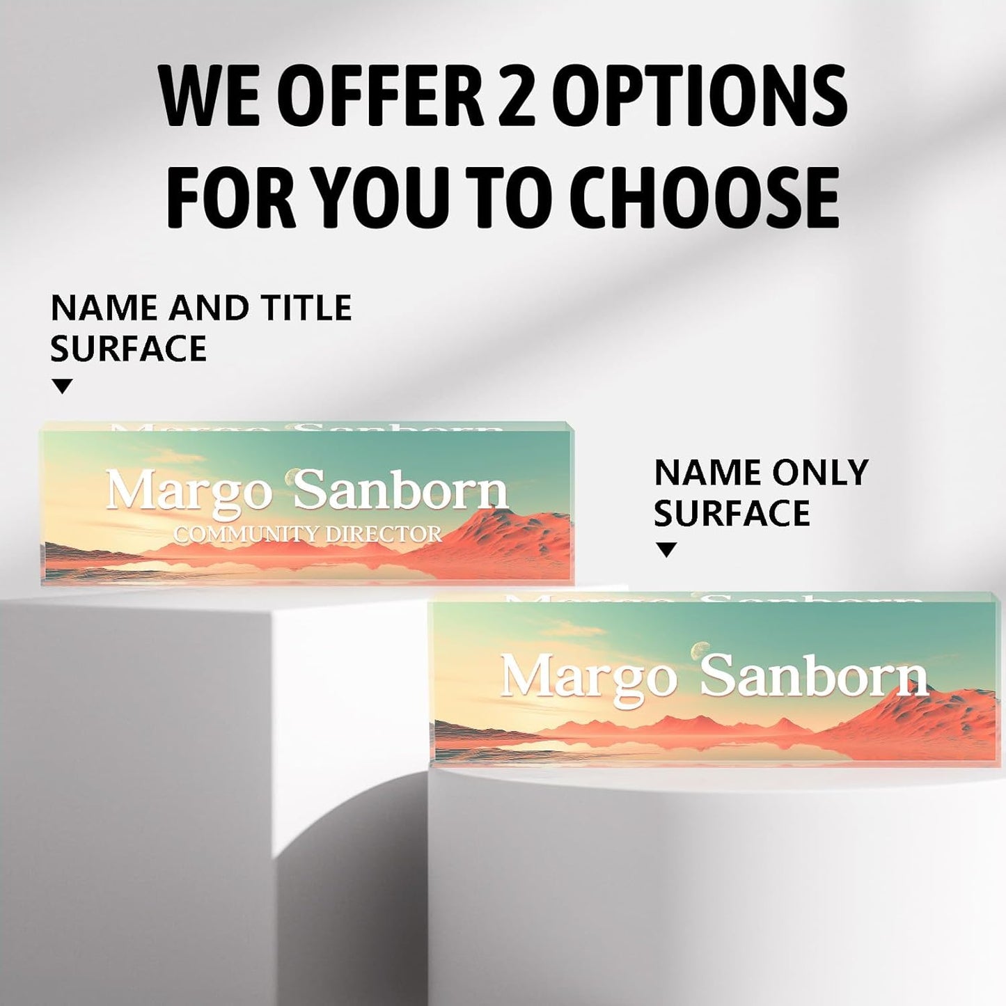 Personalized Name Plate for Desk Custom Acrylic Desk Name Plate Custom Employee Appreciation Gifts Office Gifts for Women, Men, Boss, Coworkers, Teacher, Nurse (Desert)