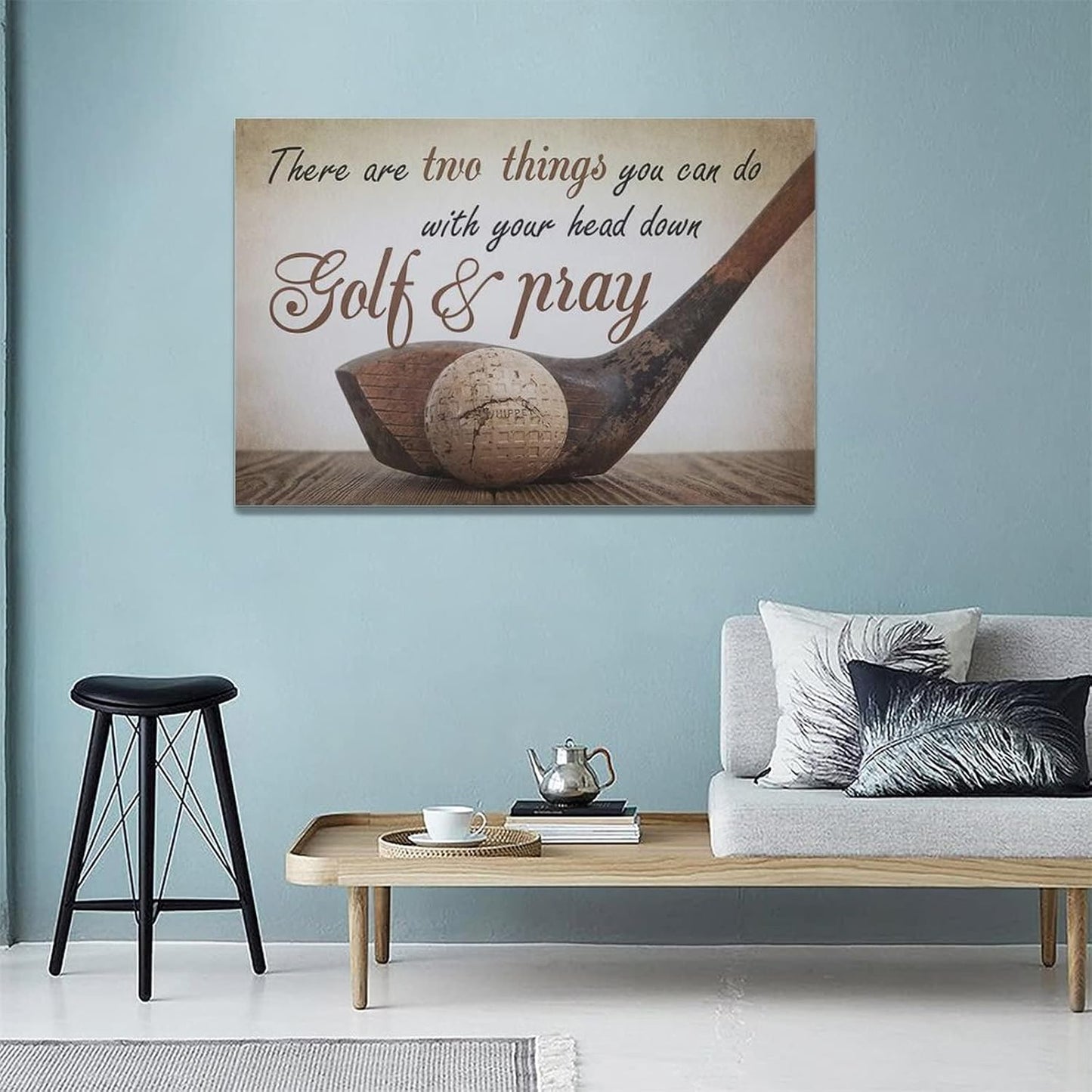 Golf Wall Art Sports Golf Pictures Wall Decor Motivational Quotes Canvas Painting Artwork Modern Home Decorations Framed for Bedroom Office Living Room 16"x24"