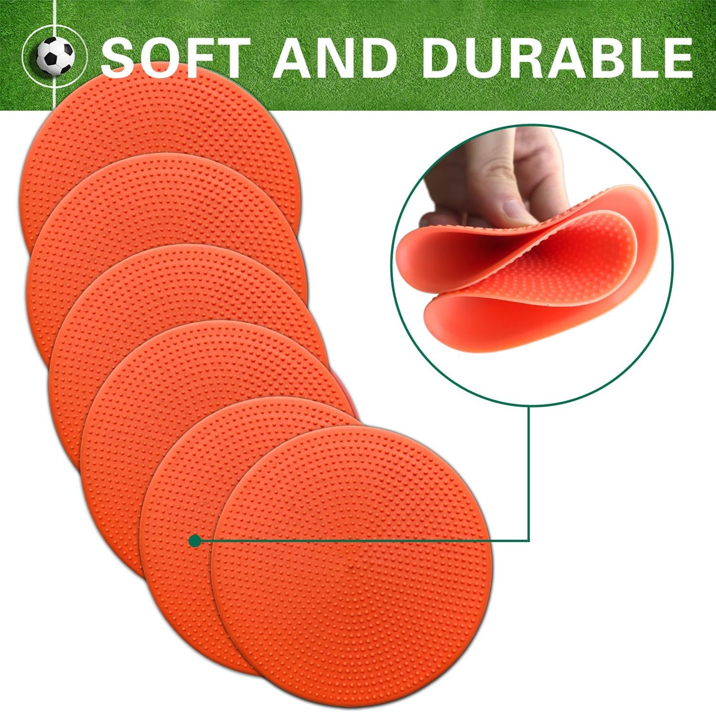 Poly Spot Markers 10 inch 12 Pcs Non-Slip Rubber Agility Training Markers Floor Dots Flat Field Cones for Football, Soccer, Basketball, School Exercise Drills, Dance Practice