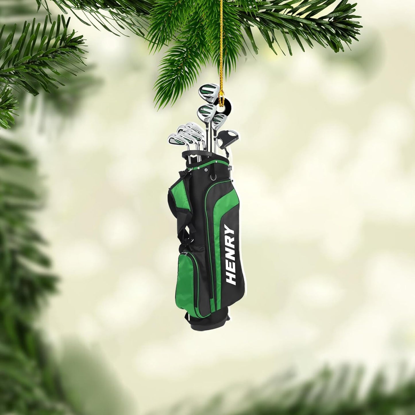 Personalized Golf Ornaments for Christmas Tree 2025 Custom Golf Christmas Ornament Golfing Bag Ornament Sports Golf Cart Ornaments Gift for Golfer Bag Golfing Lovers Hanging Decoration (G7)