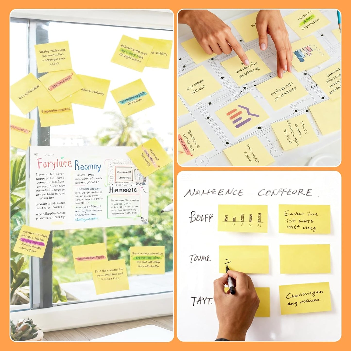 480 Sheets 3 in x 5 in Large Sticky Notes, 76 x 127 mm 6 Pads Classic Yellow Self-Stick Pads for Notebook,Office,School and Home,80 Sheets/Pad (6 Pads Yellow)