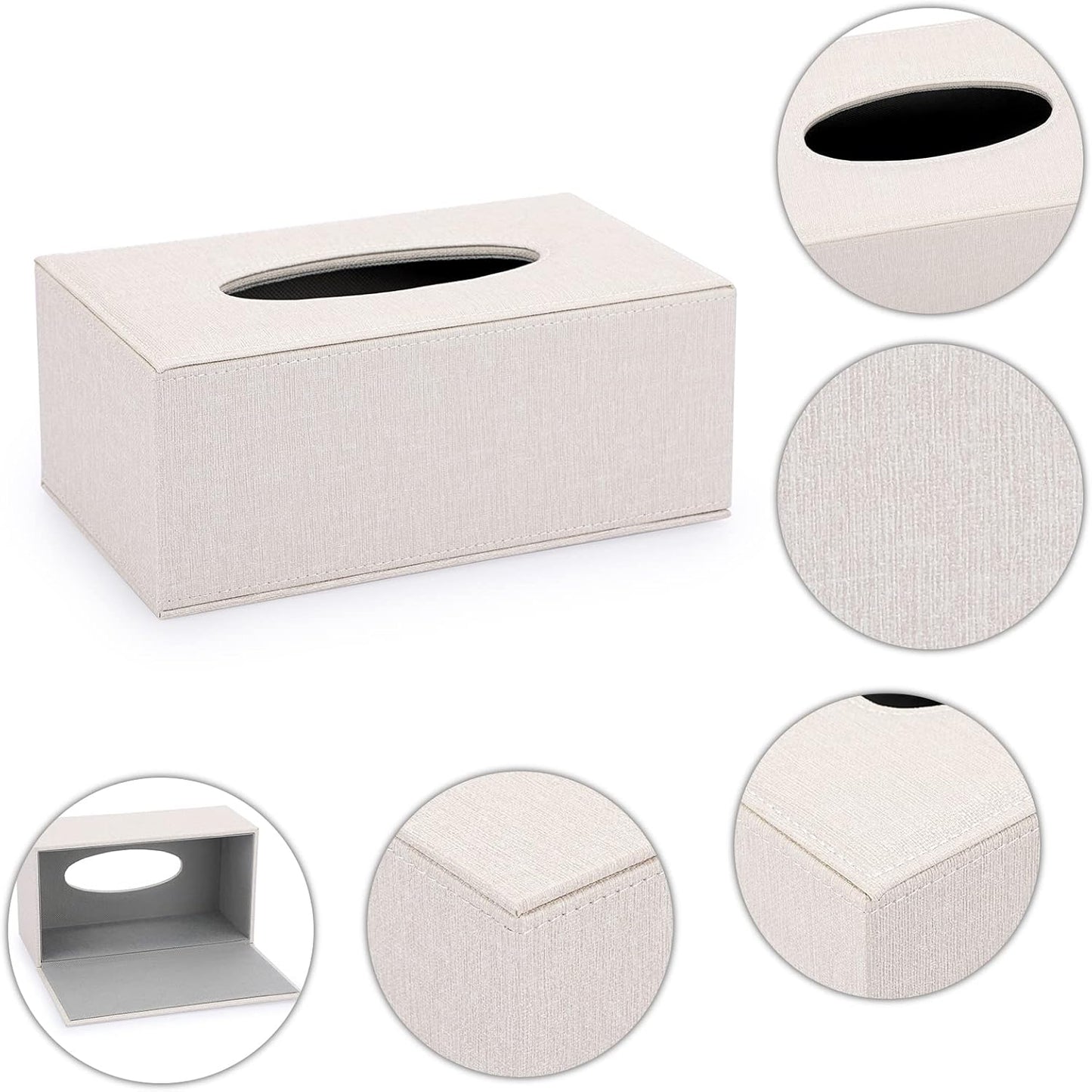 Sumnacon Tissue Box Cover Rectangle Linen Tissue Box,Stylish Tissue Box Holder with Magnetic Bottom,Decorative Tissue Cover for Bathroom Toilet Bedroom Living Room Table Desk Office, Beige