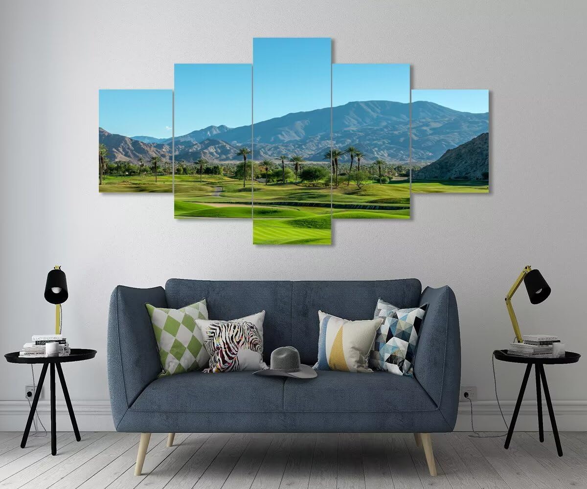 California Golf Course and Palm Tree Wall Art for Office Living Room Bedroom Home Decorations Gifts USA California Golf Course Pictures Framed Artwork Canvas Prints Ready to Hang(60''W x 32''H)