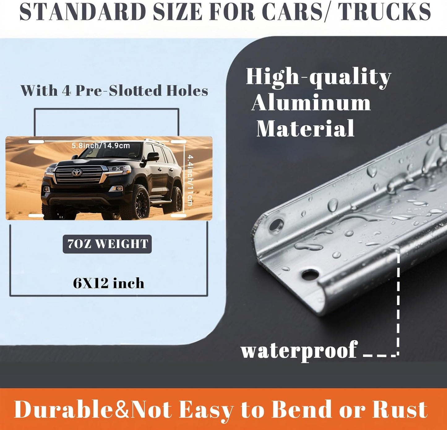 Custom License Plate for Front of Car, 6x12 Inch Personalized Aluminum License Plate with Logo Text Photo,Customize Tags and Vanity Plates for Truck Car Door Auto Accessories