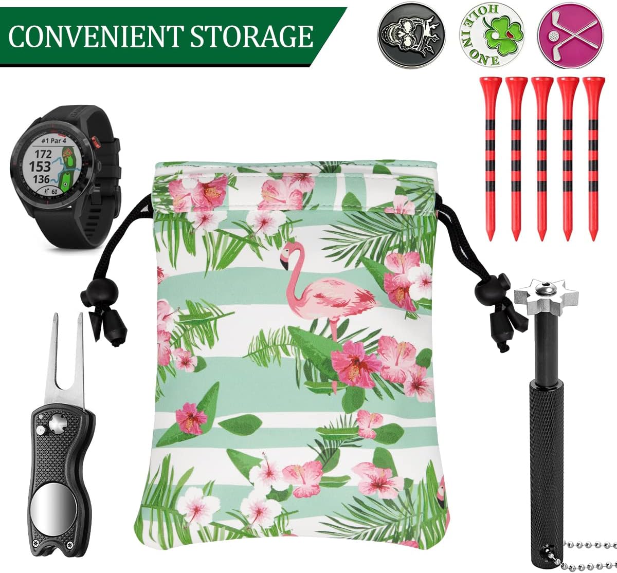 Leather Golf Tee Pouch with Drawstrings - Valuables Bag for Men & Women