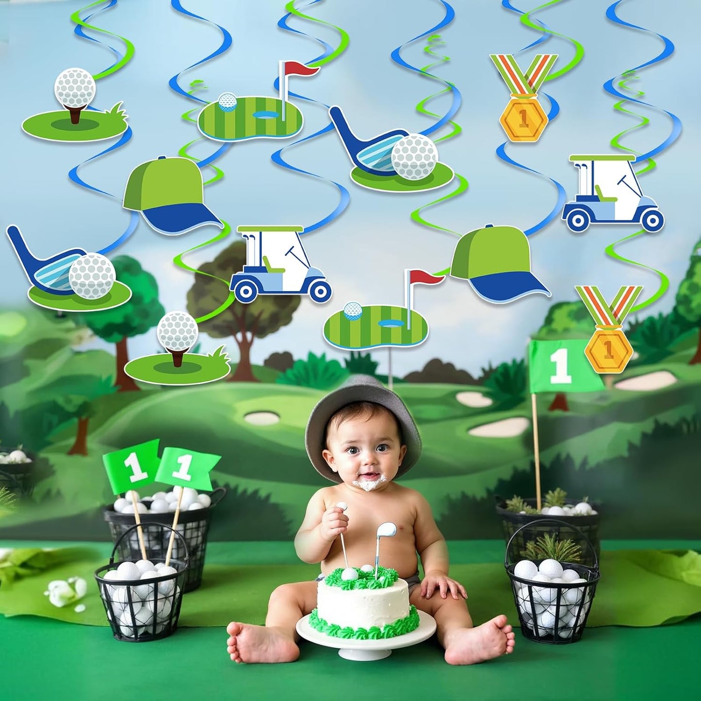 Kaluofan 24PCS Golf Birthday Decorations, Golf Themed Party Decorations for Sports Themed Game Day Birthday Party Favor Supplies
