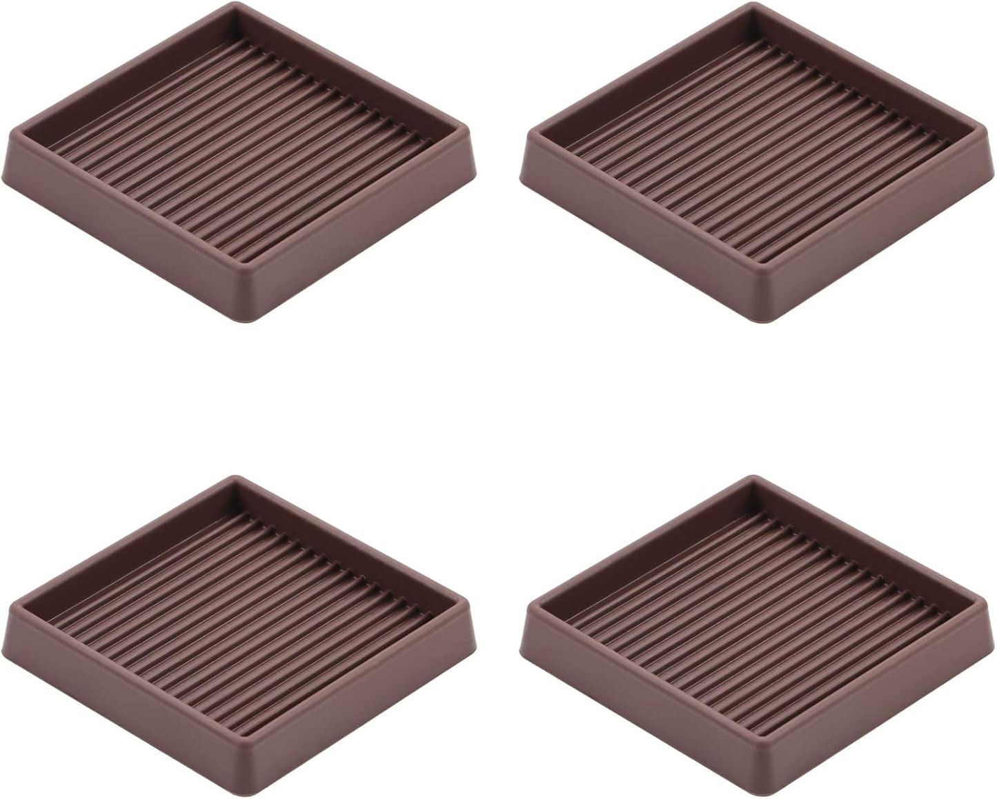 3X3 Rubber Caster Cups, Non Slip Furniture Pads, Anti-Slip Furniture Gripper, Anti Skid Furnitures Feet, Anti Slide Floor Protector for Bed Couch Stoppers (Brown, 4 Pack)
