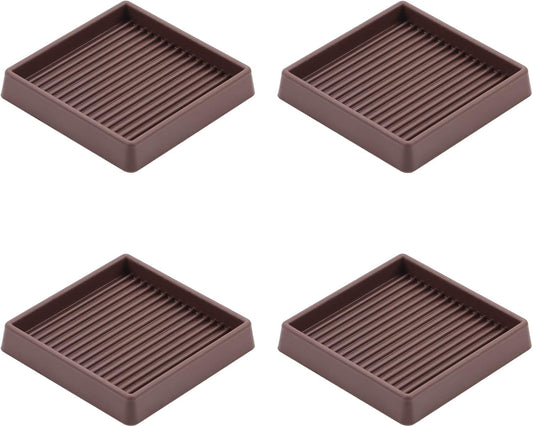 3X3 Rubber Caster Cups, Non Slip Furniture Pads, Anti-Slip Furniture Gripper, Anti Skid Furnitures Feet, Anti Slide Floor Protector for Bed Couch Stoppers (Brown, 4 Pack)