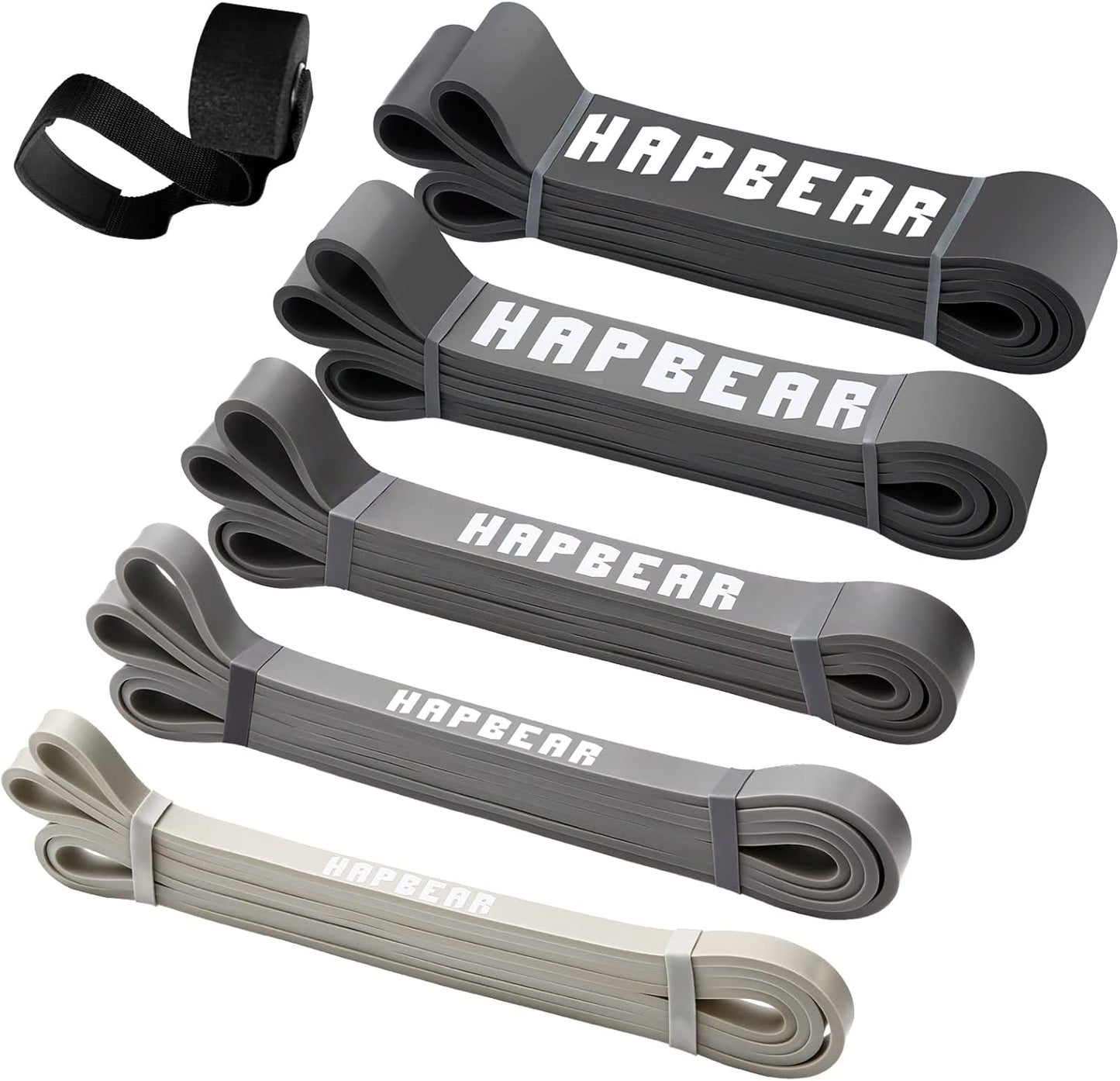 HAPBEAR Pull Up Assistance Bands Set of 5 - Resistance Bands for Working Out, Stretching, Physical Therapy, Muscle Training