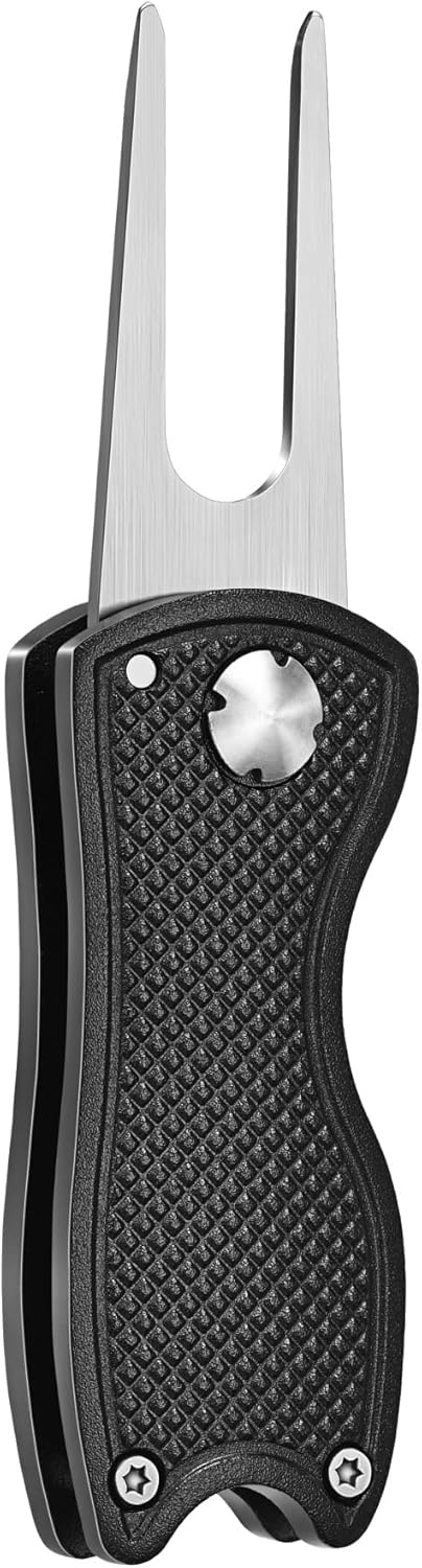 Mile High Life Golf Divot Repair Tool, All Metal Foldable Divot Tool with Pop-up Button & Magnetic Ball Marker, 2-6 Pack