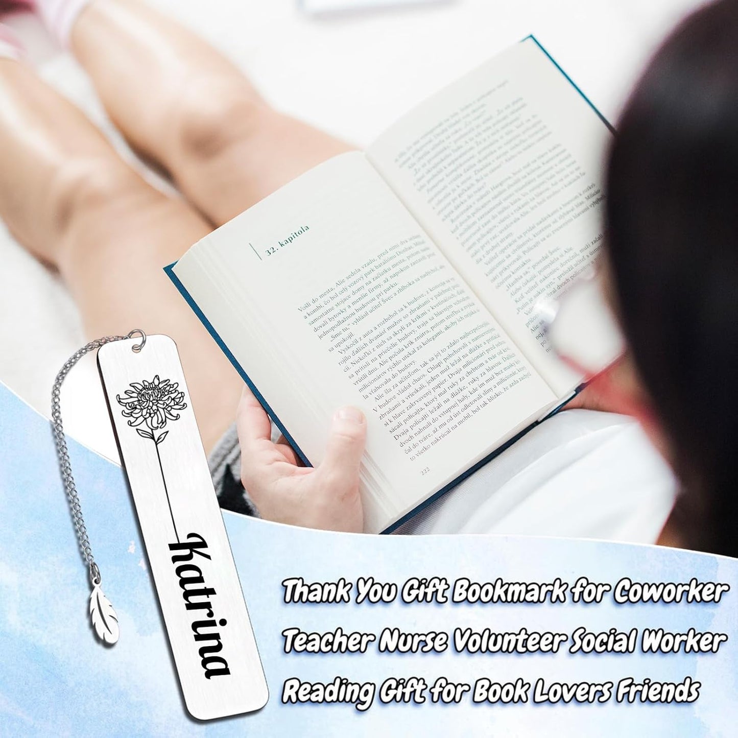 Personalized Birth Flower Bookmarks for Women Book Lover Birthday Custom Bookmarks Customized Gifts for Her Valentine's Day Graduation Gift for Female Girl Sister Girlfriend Christmas Wedding Gift