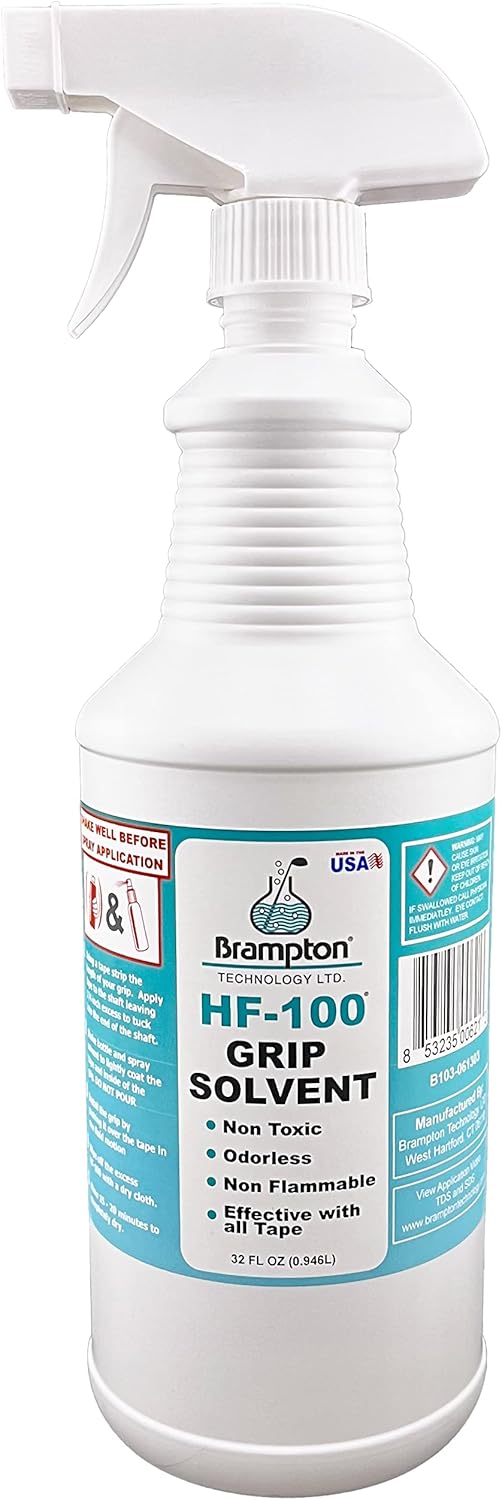 Brampton HF-100 Premium Golf Grip Solvent for Regripping Golf Clubs and Golf Grip Repair - Shake and Spray Golf Grip Solution - Non-Toxic, Non-Flammable, and Odorless Golf Grip Solvent