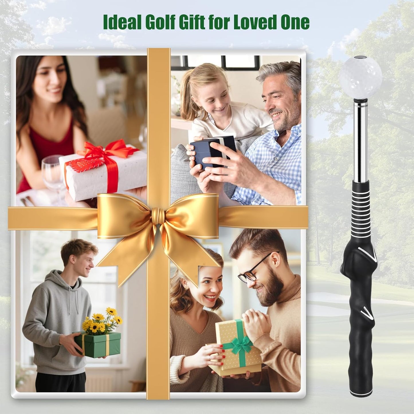 Retractable Golf Swing Trainer - Golf Swing Training Aid,Golf Grip Trainer ＆ Improve Swing Tempo | Click Stick Right-Handed Training Aid with Arm Band for All Golfers,Indoor & Outdoor Use