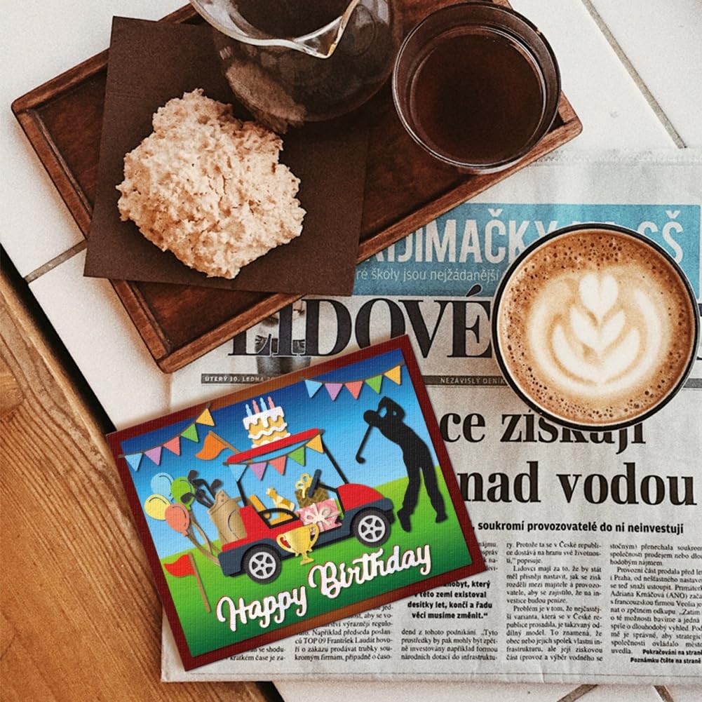 GLOBLELAND Birthday Golf Cutting Dies for Card Making Happy Birthday Cut Die for DIY Scrapbooking Journal Embossing Paper Craft Decor