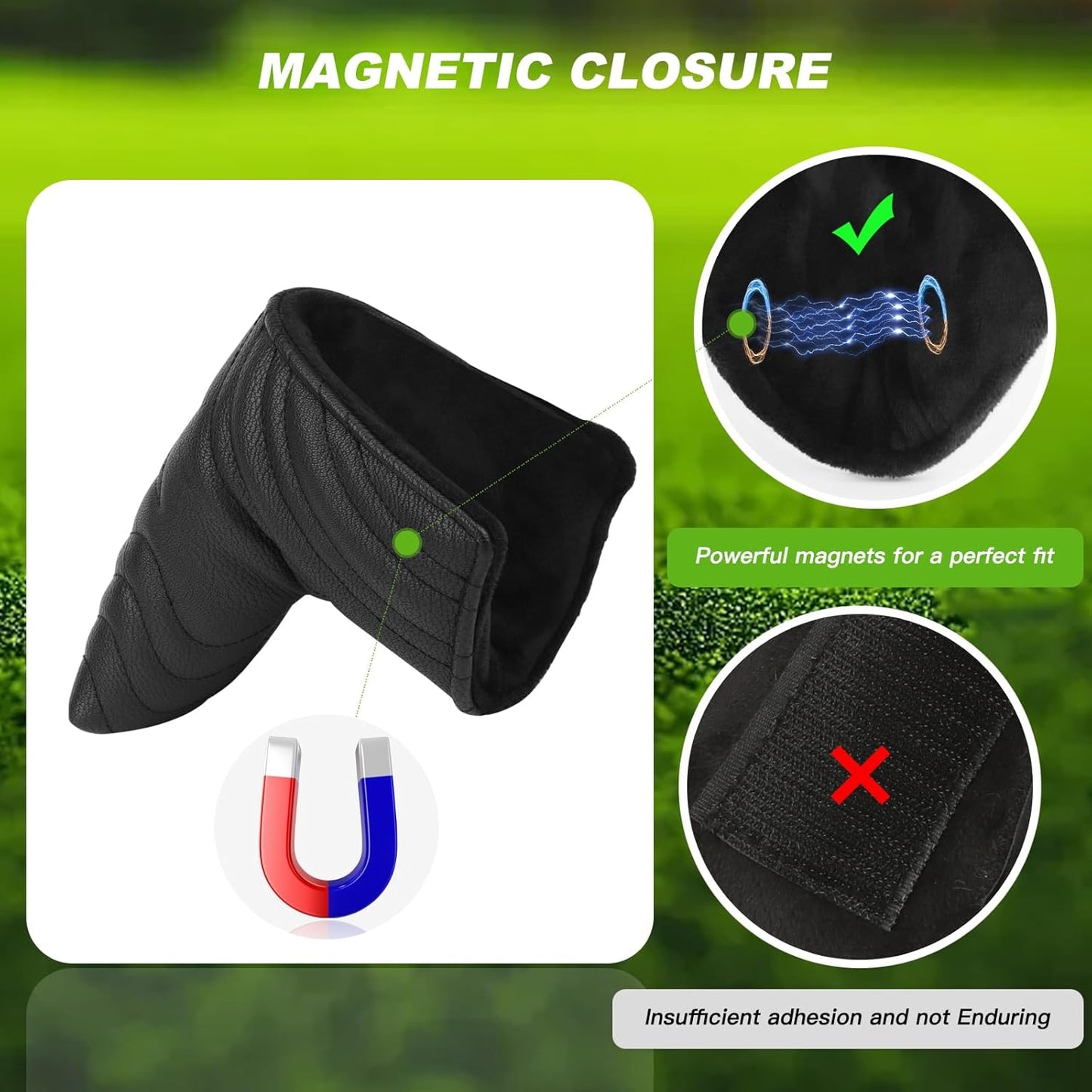 4pcs or 1pc Golf Club Head Covers for Woods, Driver, Fairway, Hybrid – Premium PU Leather with Interchangeable Tags & Magnetic Blade and Mallet Putter Covers