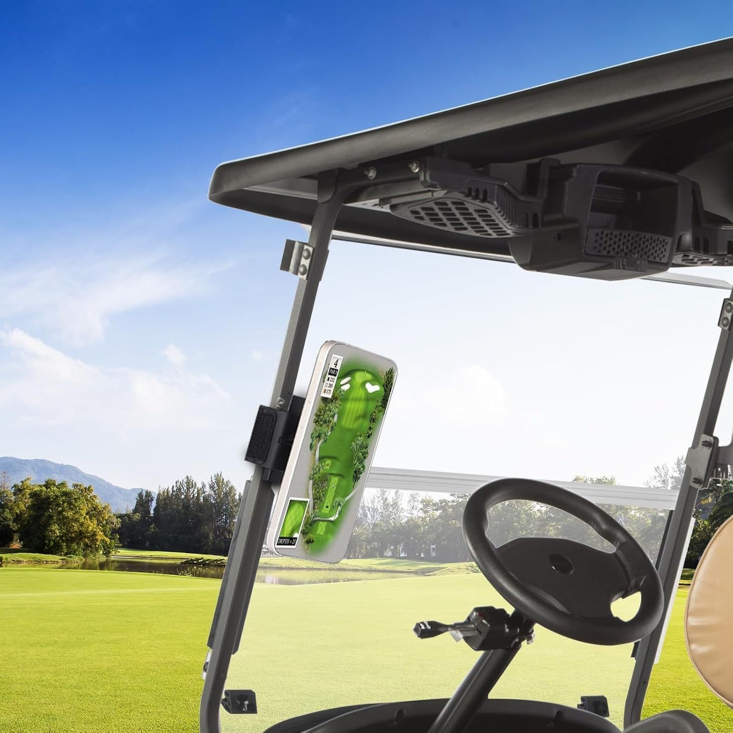 Magnetic Golf Cart Phone Holder Work with Magsafe iPhone 16-12 Series and All Phones, Fits Yamaha, EZGO, Club Car Golf Cart, Alloy Strong Magnetic Phone Mount for Gym, Kitchen, with Metal Ring