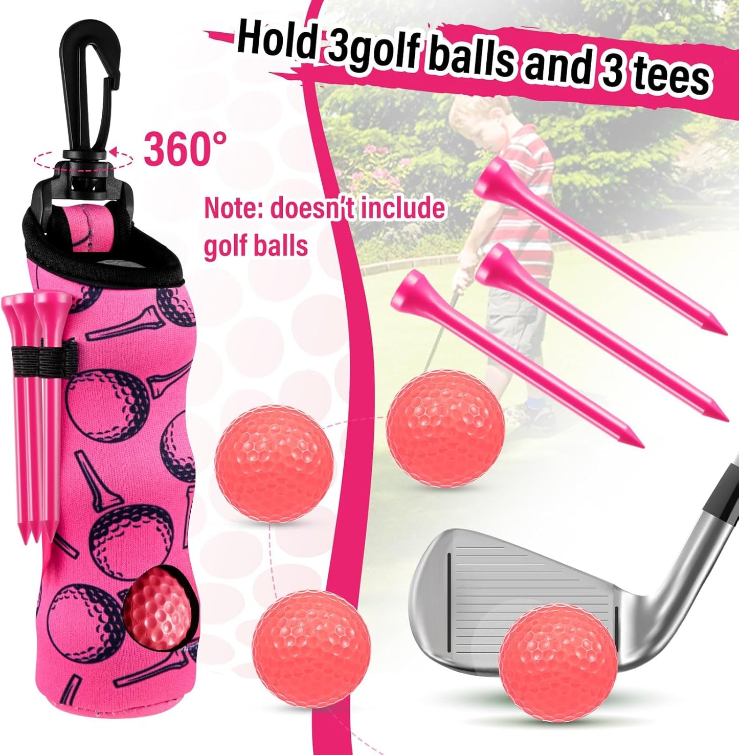 Liliful 12 Pcs Golf Accessories Kit, Include Golf Ball Bag with Hook Towel Tees Magnetic Ball Marker Divot Tool Cleaner Brush for Women Man Gifts