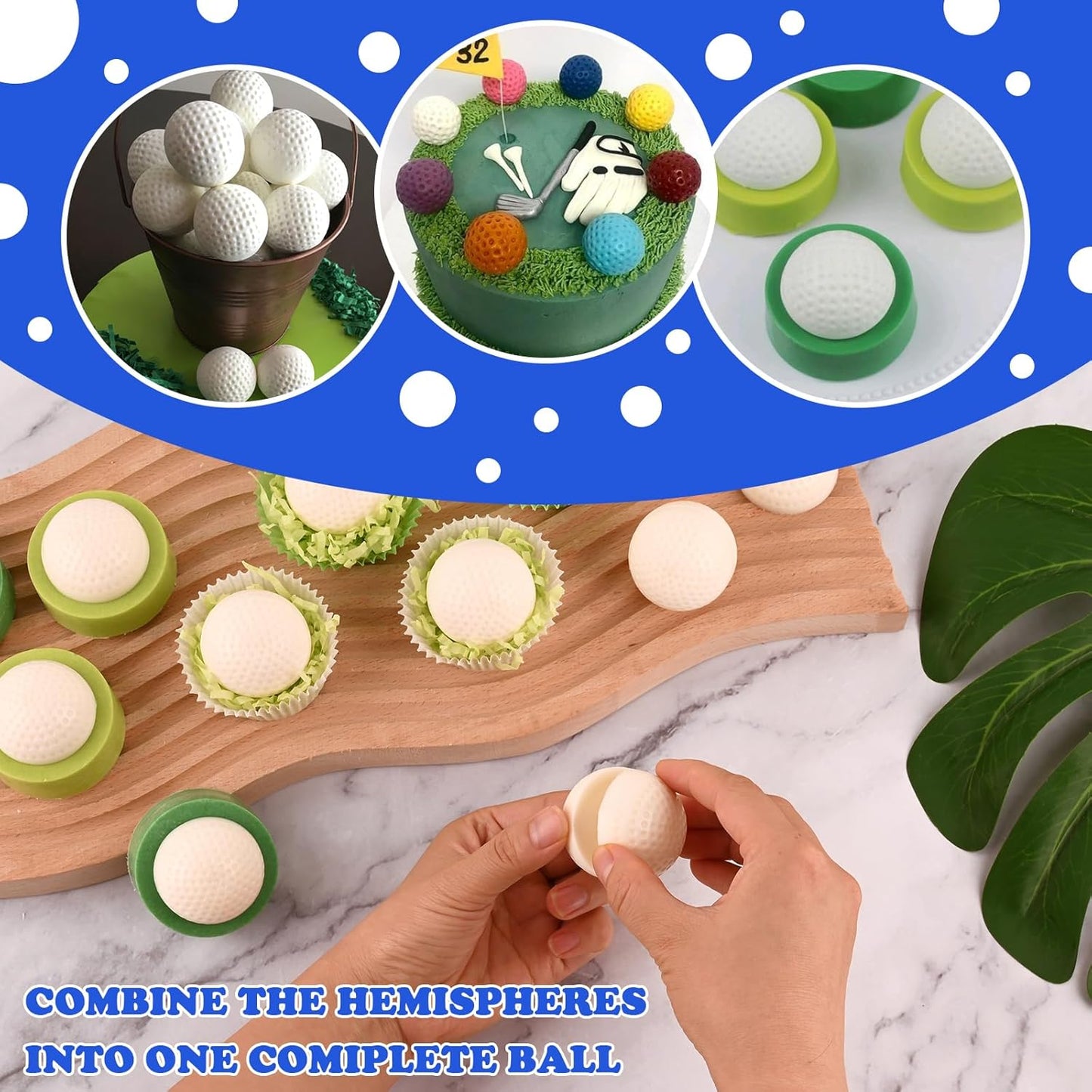 2 Pack Golf Ball Mold, Silicone Golf Ball Cake Pop Mold, 20-Cavity 3D Sphere Mold for Chocolate,Cake Pops, Ice Cubes, Bath bombs