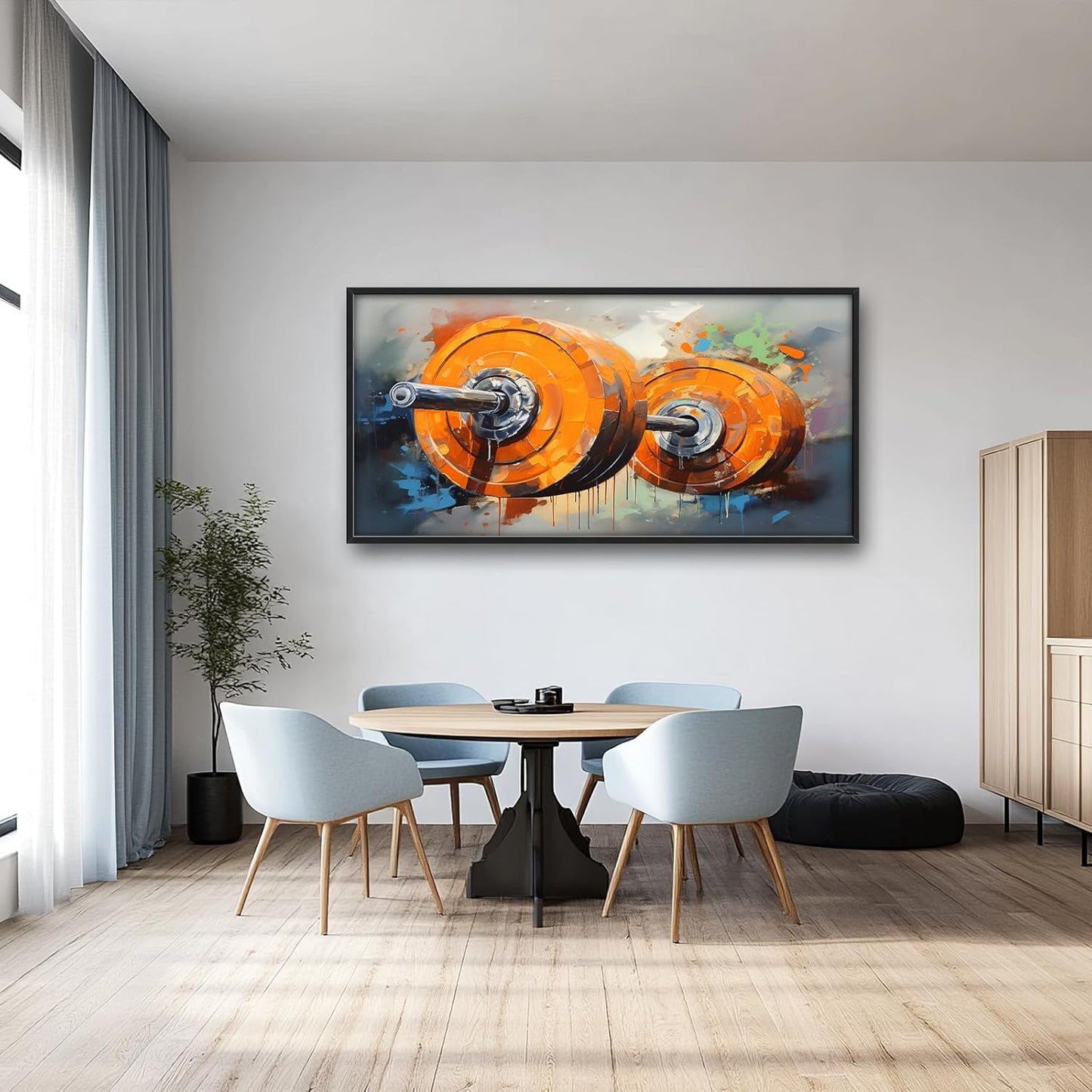 Fitness Framed Large Wall Art for Living Room Barbell Weightlifting Pictures Wall Decor Sports Bodybuilding Canvas Print Painting Home Decoration Artwork for Gym Bathroom 60x30 inch