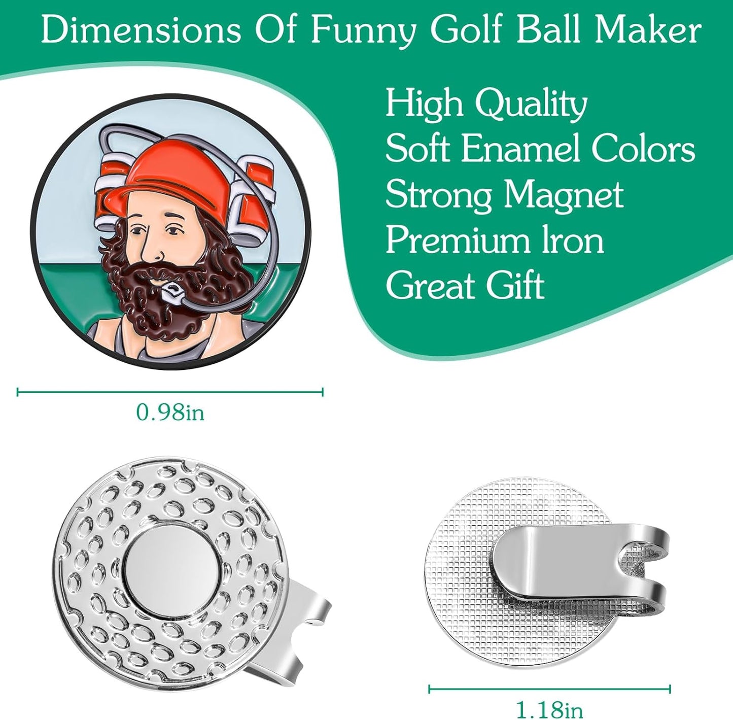Funny Magnetic Ball Markers Clips, Distinctive Enamel Golf Ball Markers for Putting Green, Golf Ball Marker Hat Clips Magnet for Golf Lovers Gifts Golfing Accessories