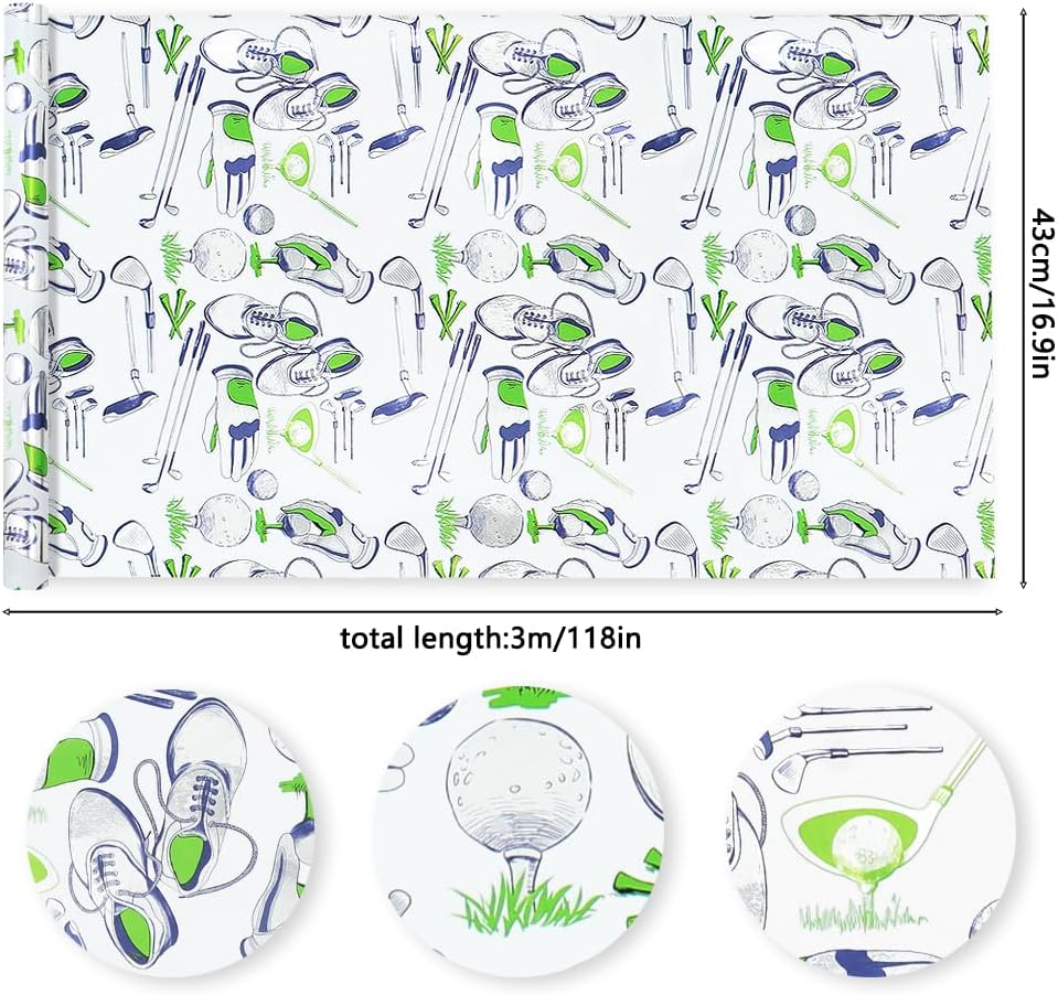 Lets go Golfing Golf Ball Holographic Aluminized Foil Wrapping Paper - 1 Mini Roll 17 X 10 ft Per roll 14.1 sq.ft.ttl - For Dad Men Golfer Boys Girls Birthday Sports Club Happy Father's Day Gift Wrap