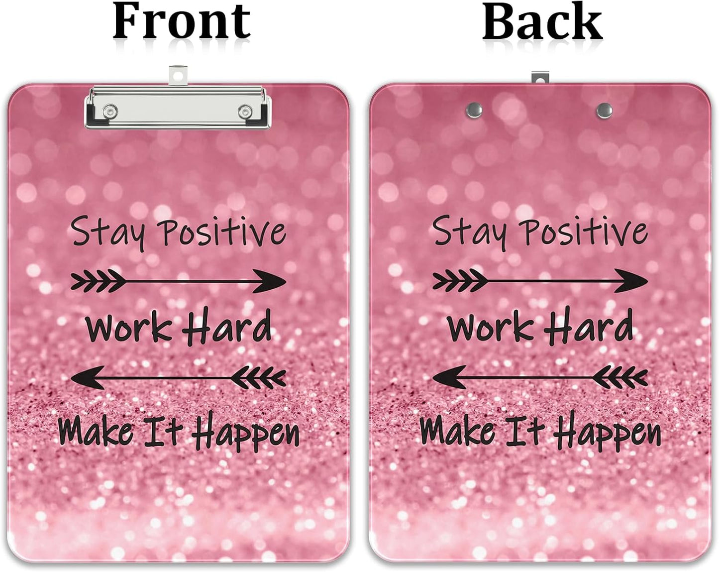 Rimilak Plastic Clipboards with Metal Clip, A4 Letter Size 9 x 12.5 in, Office Decorative for Students Women Men and Kids, Cute Custom Pattern, Work Hard