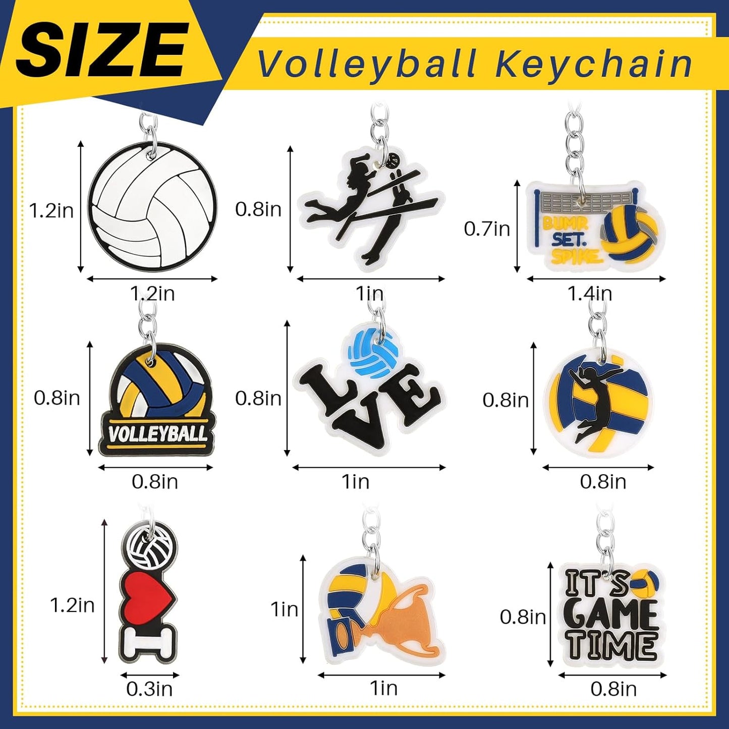 Batiyeer 36 Pack Volleyball Keychains Bulk Party Favors Sports Ball Key Chains Funny Keyring Gifts for Birthday Supplies