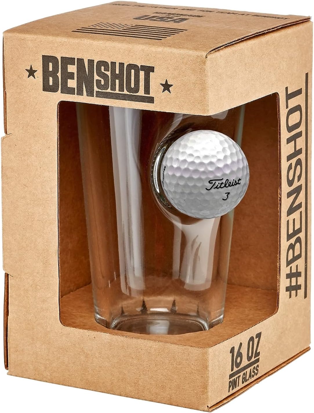 BenShot Golf Ball Pint Glass - 16oz | Made in the USA