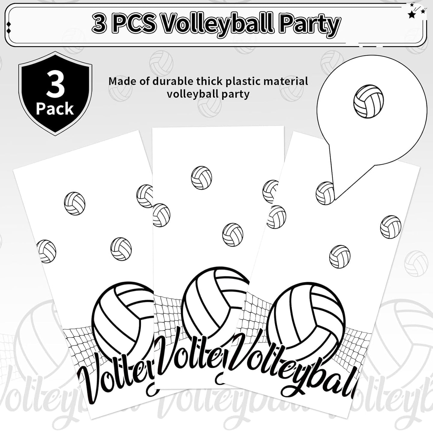Grencian 3Pcs Volleyball Birthday Party Tablecloth Volleyball Plastic Table Covers Sports Theme Disposable Table Cloth for Girls Birthday Party Decorations