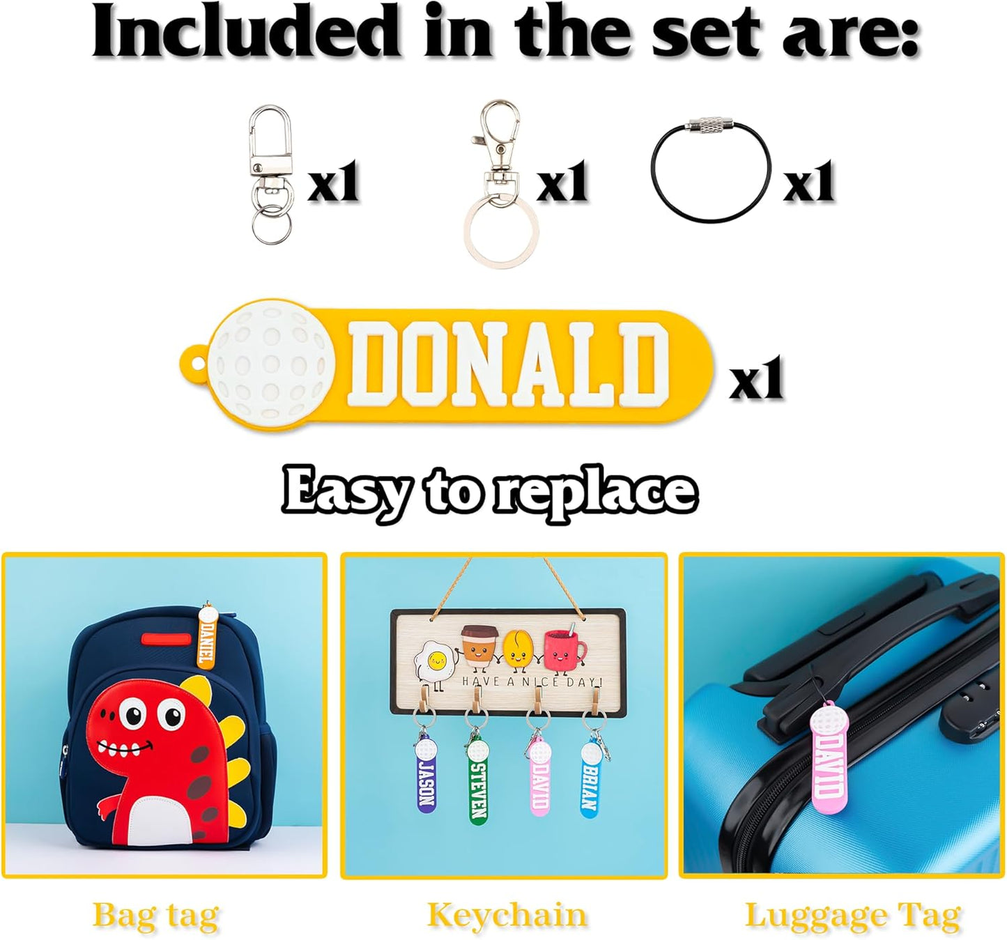 Personalized Sports Golf Keychain – Custom Name Tag, Bag Tag, Luggage Tag – Gift for Kids, Coaches, Teams