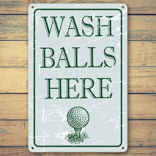 Golf Metal Sign Golf Decor Wash Balls Here Tin Signs Wash Balls Here Golf Wall Art Personalized For Men Decor Metal Sign 8x12 Inch